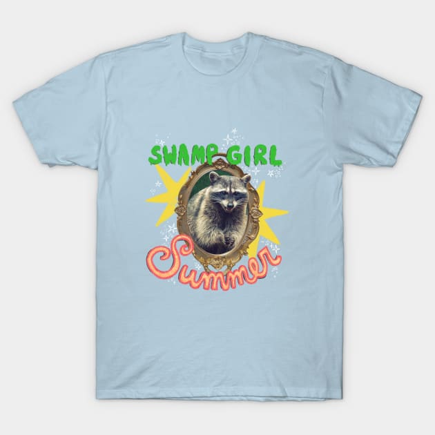 Swamp Girl Summer - Raccoon T-Shirt by snakelung